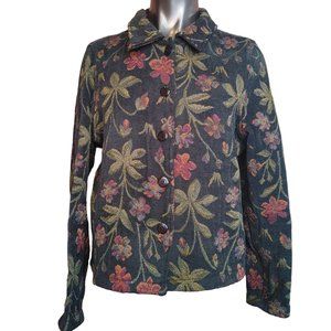 Fashion Bug Women's Black Red/Green Floral Long Sleeve Jacket XL